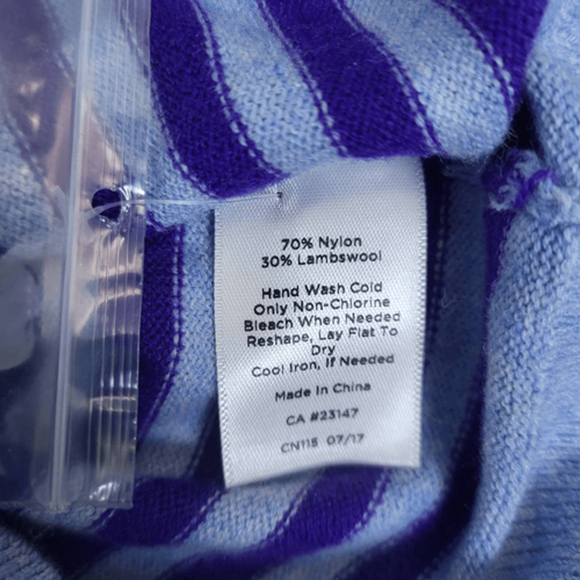 Talbots Womens Lambswool Striped Sweater Small Purple Lightweight Luxe Cozy NWT - Picture 4 of 6